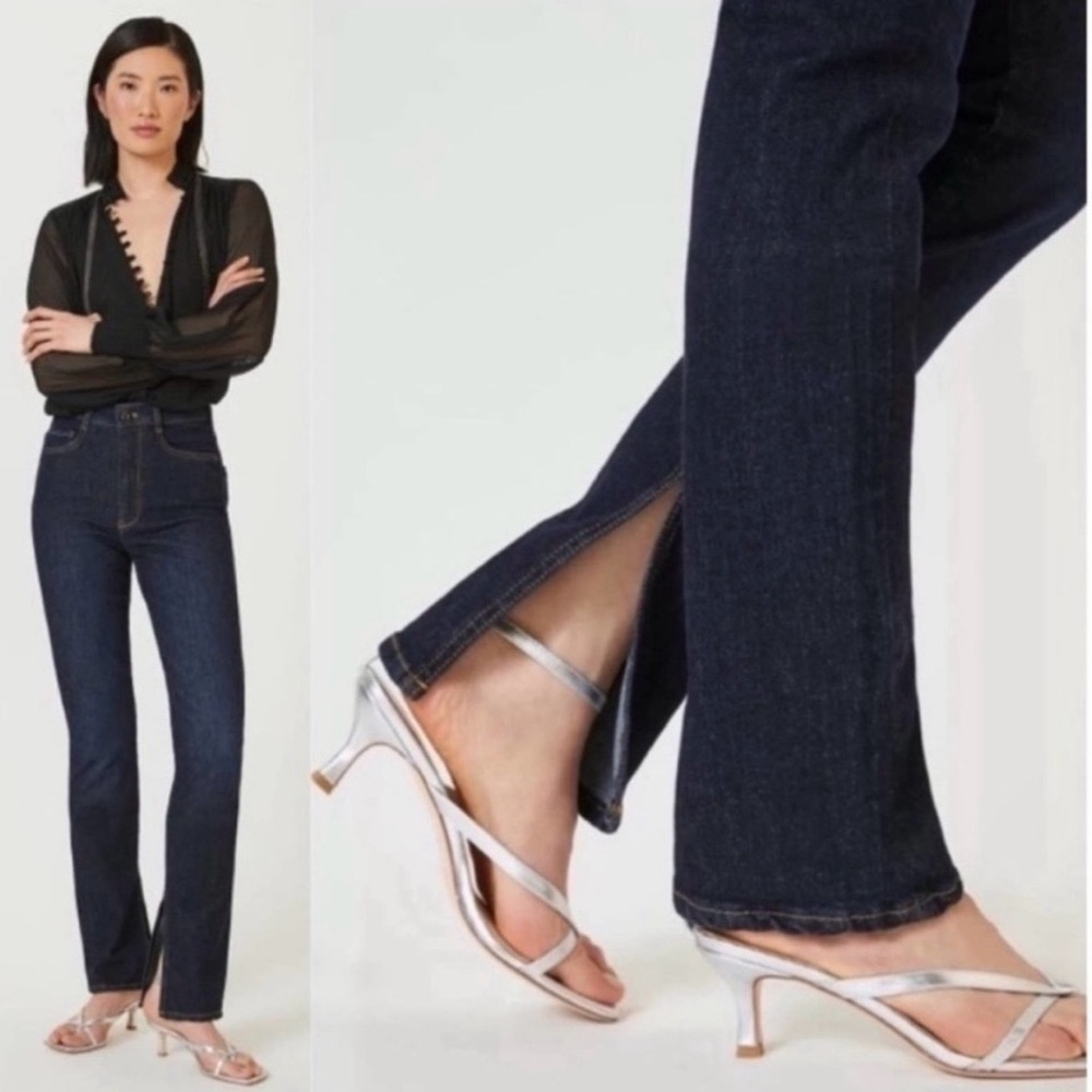 Anthropologie Pilcro The Straight Split Leg Jeans 31x31 High Rise Dark Wash